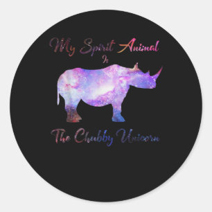Pegatina Redonda Chubby Unicorn Rhino gracioso animal adorable