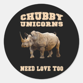 Pegatina Redonda Chubby Unicornios Necesitan Amor Para Los Amantes