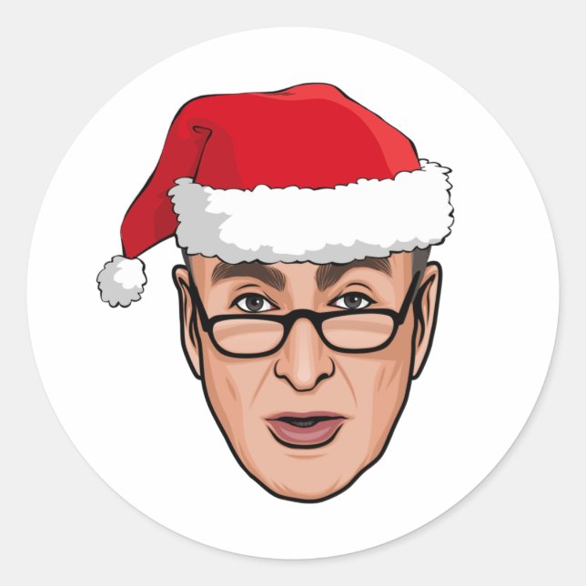 PEGATINA REDONDA CHUCK SCHUMER NAVIDADES (Anverso)