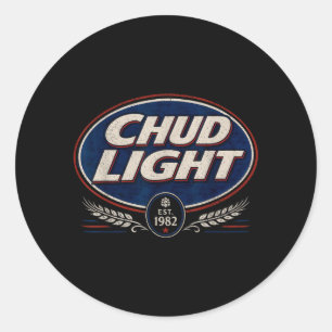 Pegatina Redonda Chud Light Divertida Parodia Estilo de Cerveza Hum