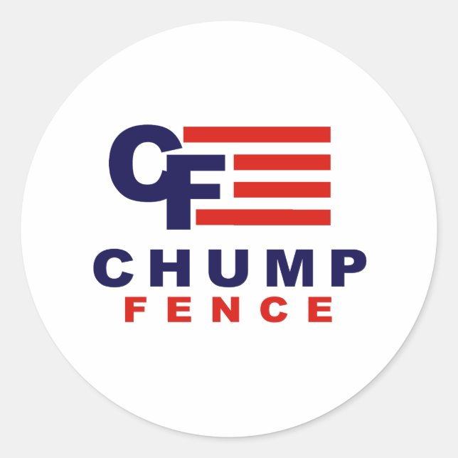 Pegatina Redonda CHUMP FENCE 2016 - Anti-Trump - (Anverso)