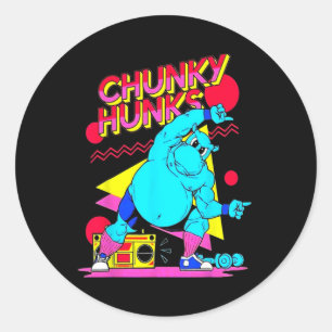 Pegatina Redonda Chunky Hunks Gym Halterofilia Músculo de construcc