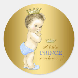Pegatina Redonda Chupete Azul Principe Baby Shower