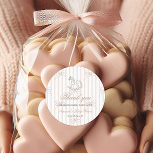 Pegatina Redonda Chupete de Caballo de Balanza para Baby Shower Neu