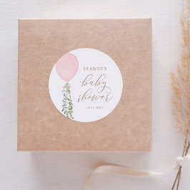 Pegatina Redonda Chupete de Globos de Eucalipto Rosa para Baby Show