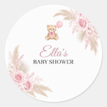 Chupete de osito de peluche rosa para baby shower