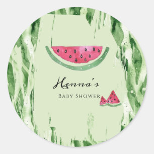 Pegatina Redonda Chupete de Sandía para Baby Shower de Verano