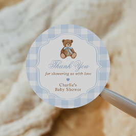Pegatina Redonda Chupete Elegante de Oso de Baby Shower