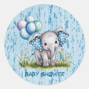 Pegatina Redonda Chupinada de Baby Elephant y Wildflower Boy