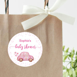 Pegatina Redonda Chupinada de Carro Rosa de San Valentín para Bebe