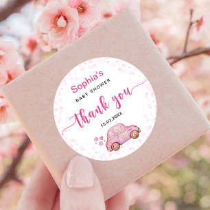 Pegatina Redonda Chupinada de Carro Rosa de San Valentín para Bebe