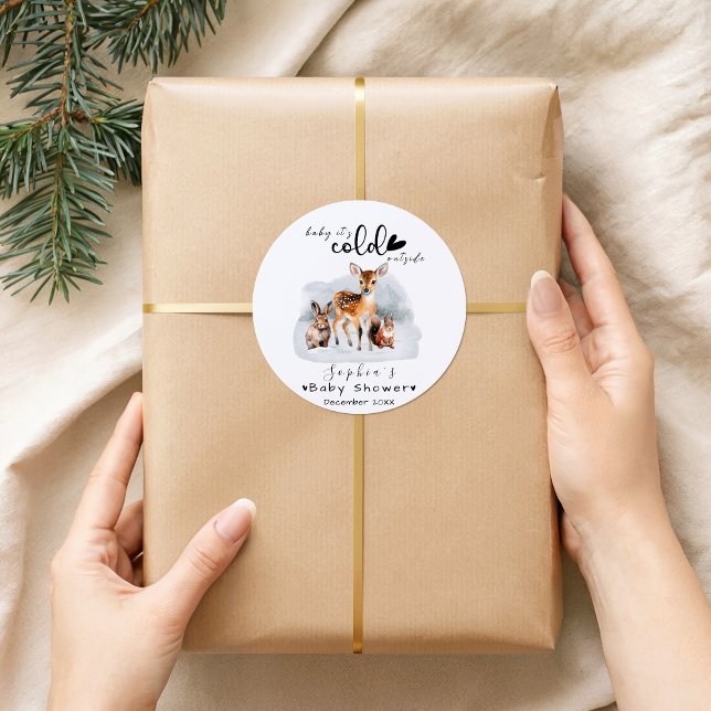 Pegatina Redonda Chupito de animales de bosque invernal para baby s (Subido por el creador)