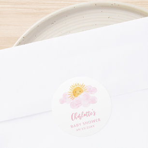Pegatina Redonda Chupito de Sol Baby Shower