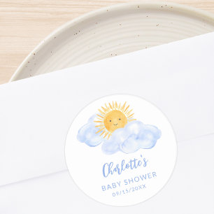 Pegatina Redonda Chupito de Sol Baby Shower