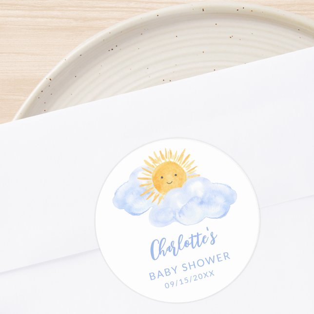 Pegatina Redonda Chupito de Sol Baby Shower (Subido por el creador)