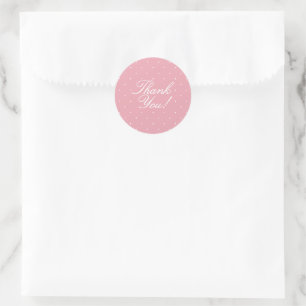 Pegatina Redonda Chupito Simple de lunares rosados para Baby Shower
