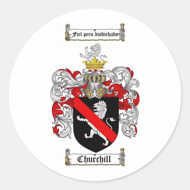 PEGATINA REDONDA CHURCHILL FAMILILILE CREST - CHURCHILL COAT OF ARM (Anverso)