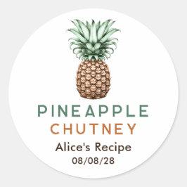 Pegatina Redonda Chutney de piña conserva casera