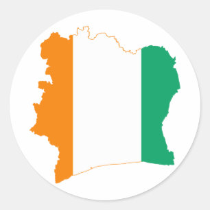Pegatina Redonda Ci del mapa de la bandera del d'Ivoire de Cote