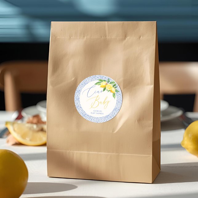 Pegatina Redonda Ciao Baby Bambino Lemon Baby Shower italiano (Subido por el creador)