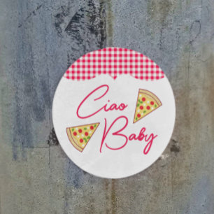 Pegatina Redonda Ciao Baby Fiesta de Bebé Italiana