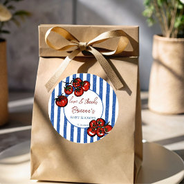 Pegatina Redonda Ciao baby tomato blue Italian baby shower favor