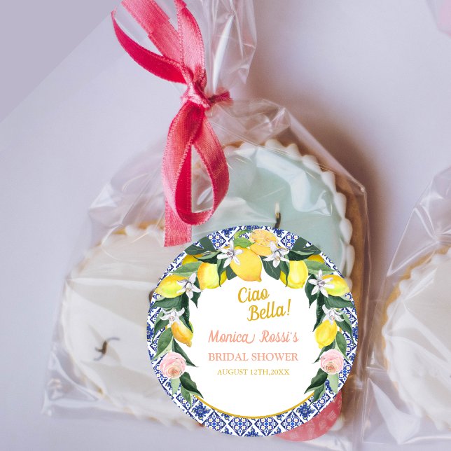 Pegatina Redonda Ciao Bella Azulejos Azules de Limón Italiano Despe (Subido por el creador)