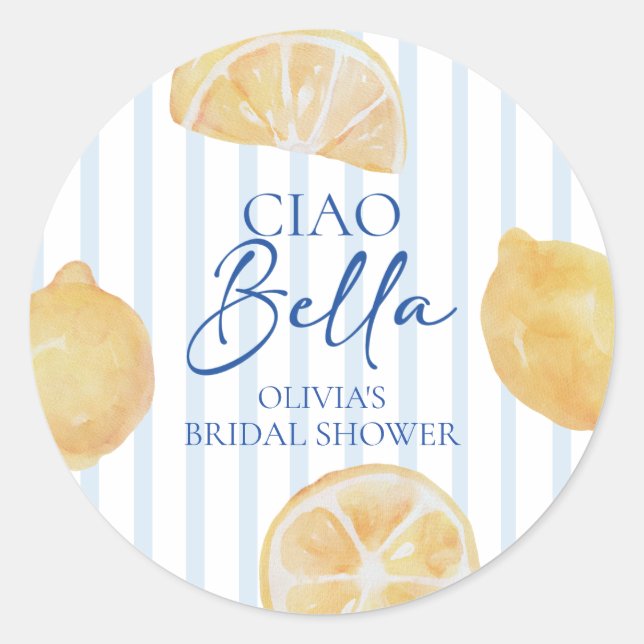 Pegatina Redonda Ciao Bella Despedida de Soltera con Limones (Anverso)