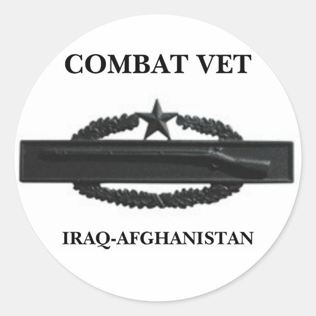 PEGATINA REDONDA CIB2SUBD3, COMBAT VET, IRAQ-AFGANISTÁN (Anverso)