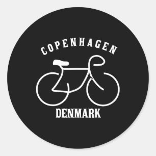 Pegatina Redonda Ciclismo Copenhague Dinamarca Gráfico