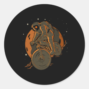 Pegatina Redonda Ciclismo de Montaña Astronauta Espacio Exterior Es