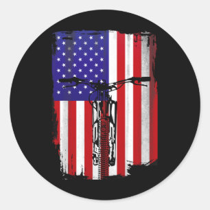 Pegatina Redonda Ciclismo de montaña Bandera Americana Ciclismo Ban