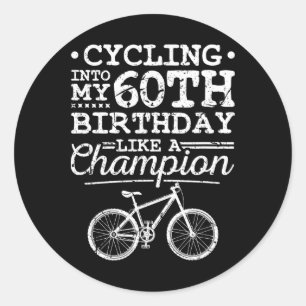 Pegatina Redonda Ciclismo de Montaña Cumpleaños 60 Hombres Mtb