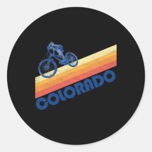 Pegatina Redonda Ciclismo de montaña de estilo retro de los 70 en C