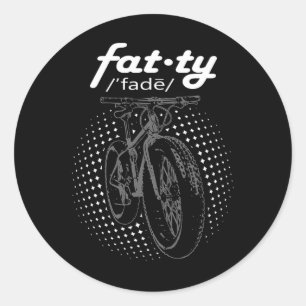 Pegatina Redonda Ciclismo de montaña en bicicleta gorda Fat-ty