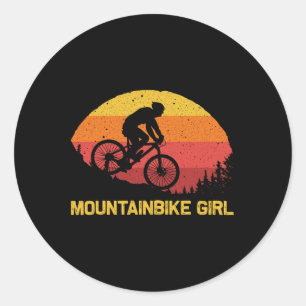 Pegatina Redonda Ciclismo de Montaña Genial para Niñas Ciclista Inf