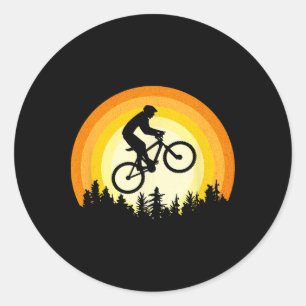 Pegatina Redonda Ciclismo de Montaña Mtb Ciclista Retro Hombres Muj