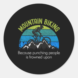 Pegatina Redonda Ciclismo de Montaña Porque Golpear a la Gente Dive