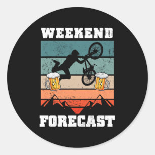 Pegatina Redonda Ciclismo De Montaña Y Cerveza Regalo Divertido Mtb