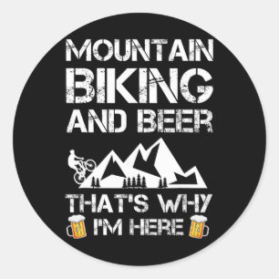 Pegatina Redonda Ciclismo de Montaña y Cerveza Regalo Mtb Divertido