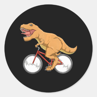 Pegatina Redonda Ciclismo Dinosaurio T-Rex Viaje Bicicleta MTB