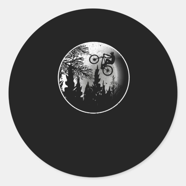 Pegatina Redonda Ciclismo en bicicleta de montaña MTB Moon Downhill (Anverso)