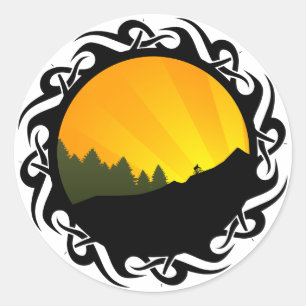 Pegatina Redonda ciclismo : rayz de montaña :