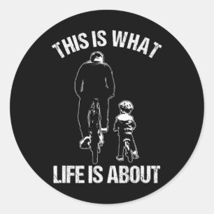 Pegatina Redonda Ciclista Bmx Bicicleta Padre E Hijo Niño Ciclista 