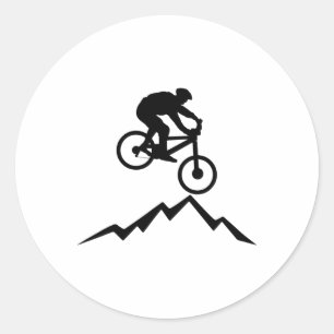 Pegatina Redonda Ciclista de bicicleta de montaña Mtb en bicicleta
