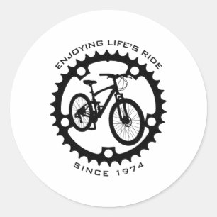 Pegatina Redonda Ciclista de montaña de 51 años Cumpleaños 51 1974 