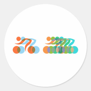 Pegatina Redonda Ciclistas frenéticos