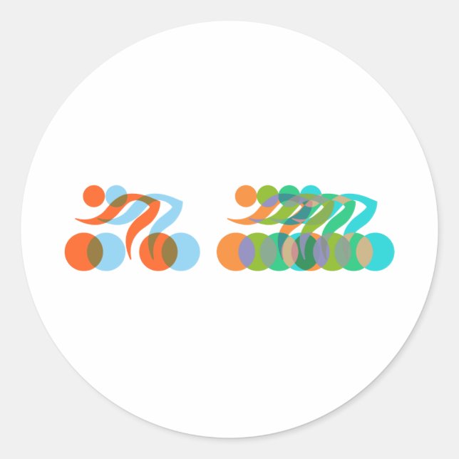 Pegatina Redonda Ciclistas frenéticos (Anverso)