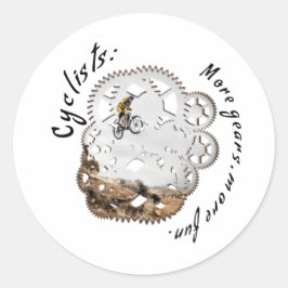 Pegatina Redonda Ciclistas Más juegos, más diversión. Deporte cicli