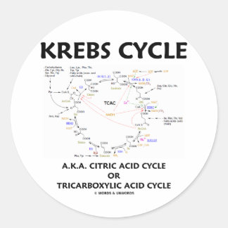 Pegatina Redonda Ciclo de Krebs A.K.A. Ciclo de Ácido Cítrico Trica